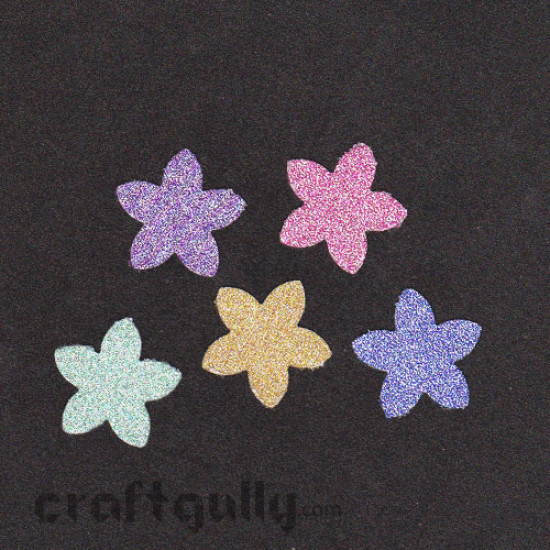 Glittery Flowers on Vinyl Sticker