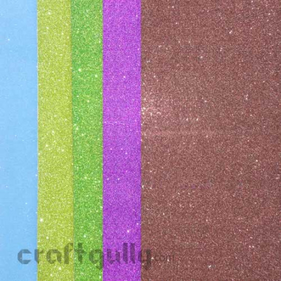 Foam Sheets - Glitter With Sticker Back - Assorted - Pack of 5