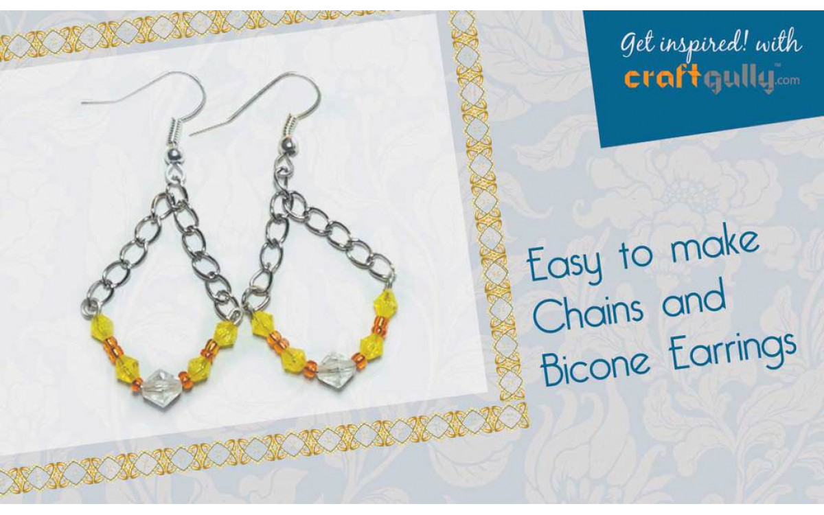 Easy-to-Make Chain and Bicone Beads Earrings