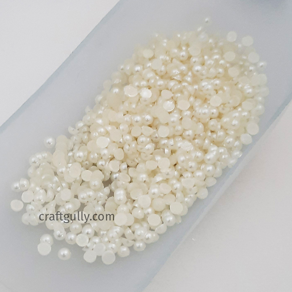 3mm Round Creme Faux Pearls