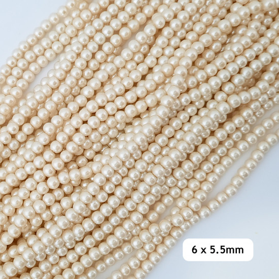 Glass Beads 6mm Pearl Finish - Ivory #2 - 1 String / 140 Beads