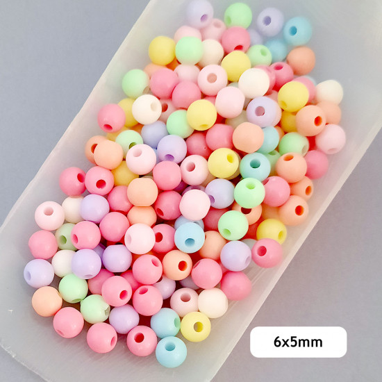 Acrylic Beads 6mm Round - Assorted - 20gms / 185 Beads