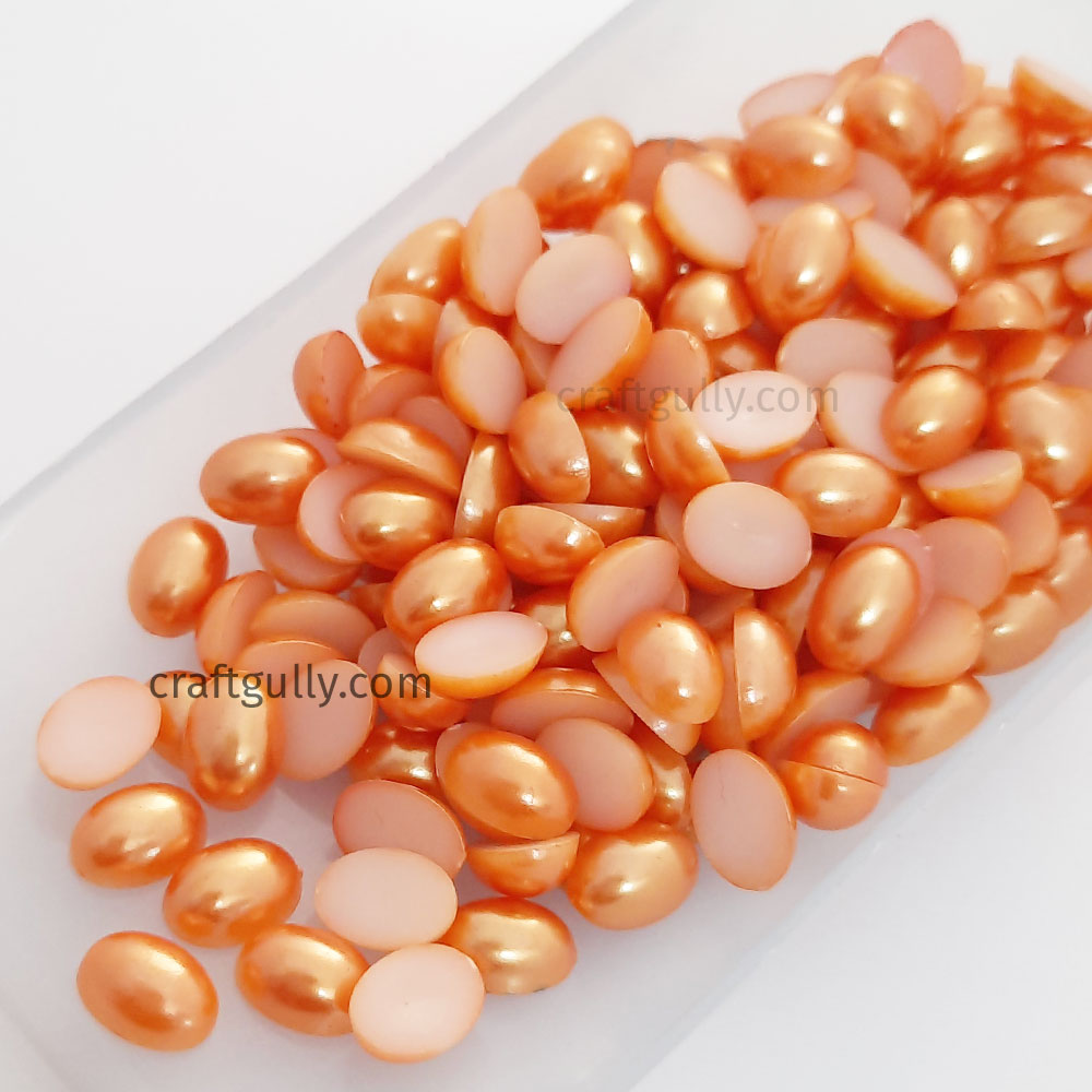5600 PCS Orange AB Flatback Nail Pearls 7 Sizes Flat Pearls for