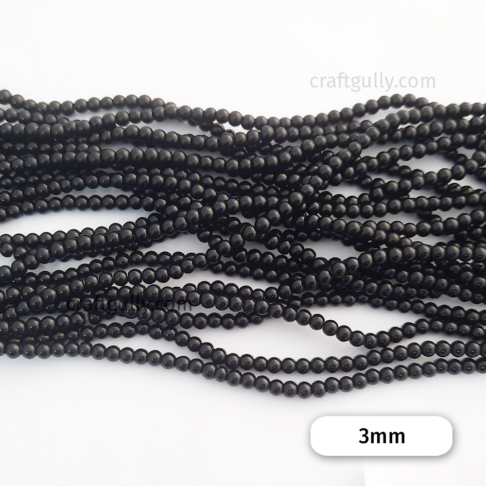 3mm Seed Beads | Black Glass Bead Supplies | Necklace Beads | Embroidery &  Weaving Jewelry Making (Around 850pcs / 25 grams)