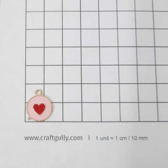 Enamel Charms 17mm - Heart #5 - Pink & Red - 2 Charms