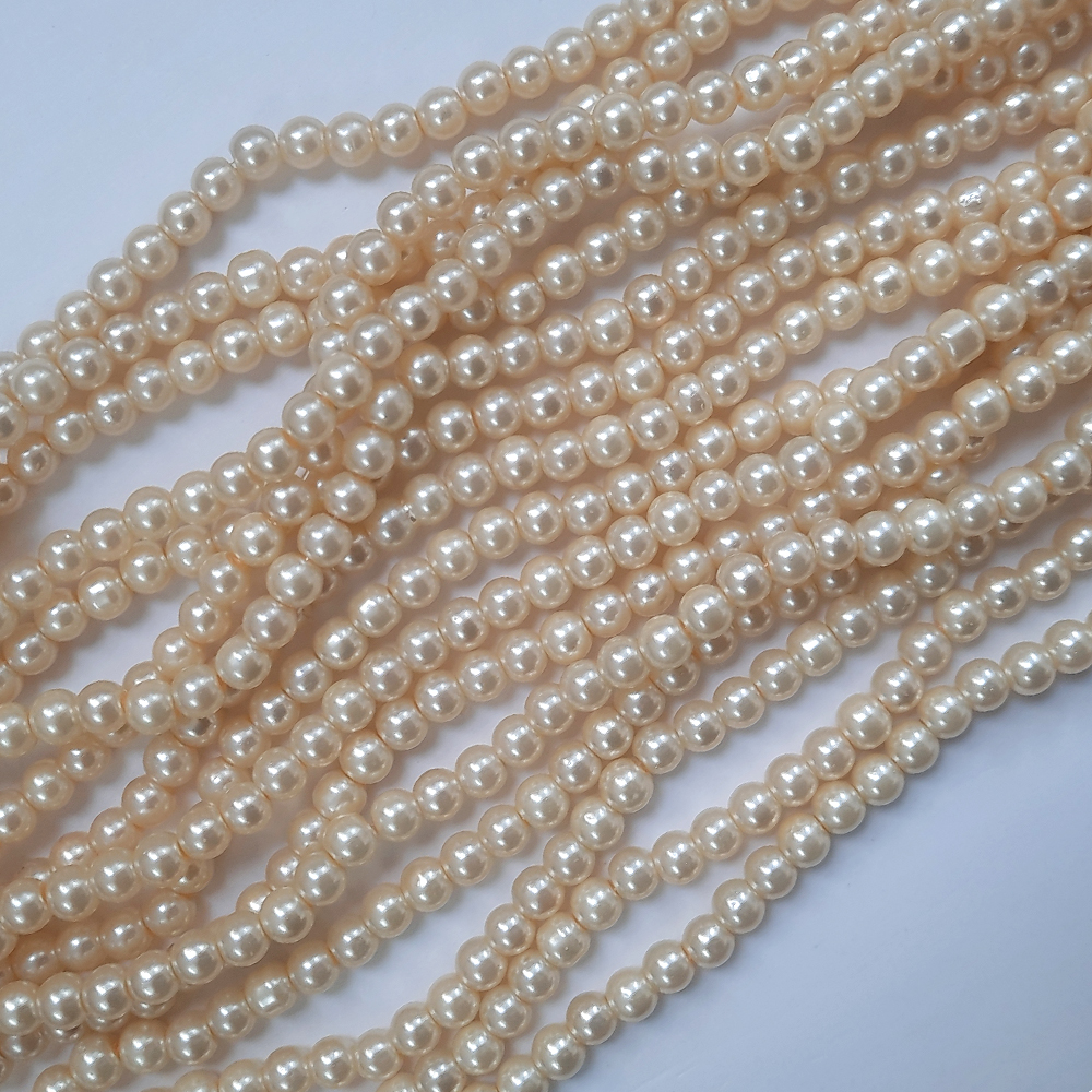 Buy 3mm White Pearl Finish Glass Beads Online. COD. Low Prices