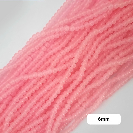 Glass Beads 6mm Round - Pastel Baby Pink - 1 String / 140 Beads