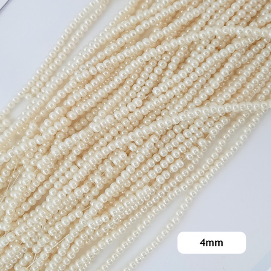 Glass Beads 4mm Pearl Finish - Ivory - 1 String / 200 Beads