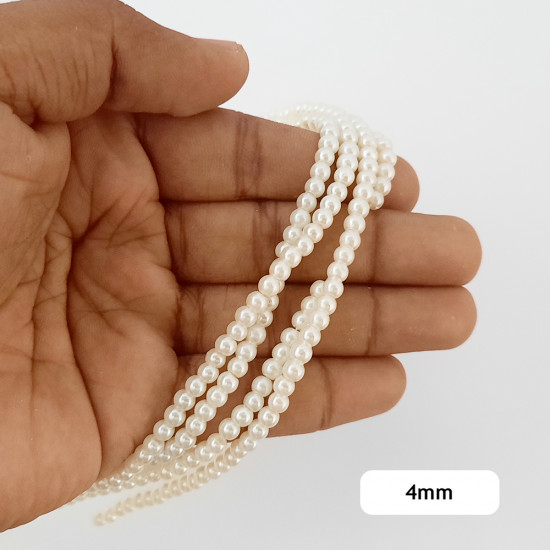 Glass Beads 4mm Pearl Finish - Ivory - 1 String / 200 Beads