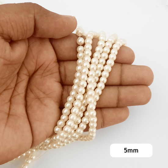 Glass Beads 5mm Pearl Finish - Ivory - 1 String / 180 Beads