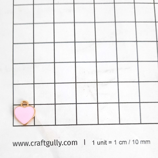 Enamel Charms 12mm - Heart #4 - Baby Pink - 4 Charms