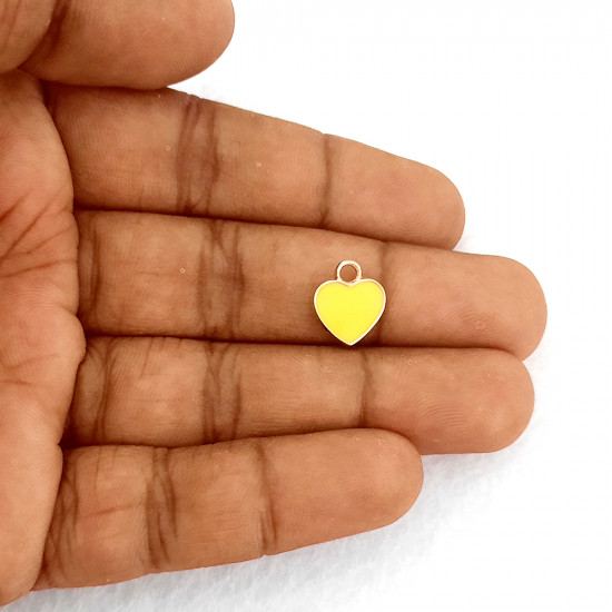 Enamel Charms 12mm - Heart #9 - Yellow - 4 Charms