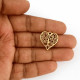 Metal Charms 20mm Heart #11 - Golden - 6 Charms