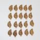 Metal Charms 19mm Leaf #4 - Golden - 20 charms