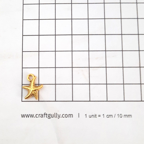 Metal Charms 15mm Starfish #3 - Golden - 10 Charms