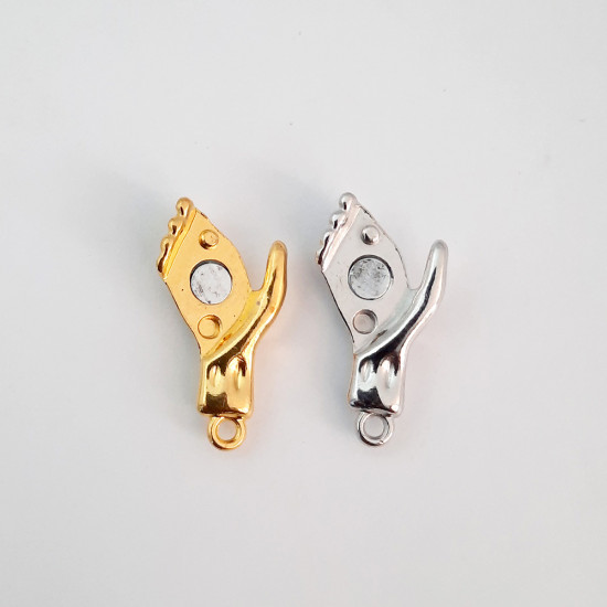 Magnetic Clasps #8 Hand Hold - Golden & Silver Finish - 1 Set