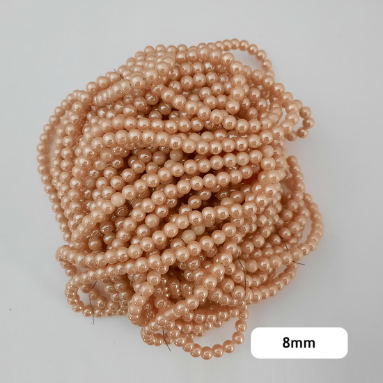 Glass Beads 8mm Pearl Finish - Champagne - 1 String / 95 Beads