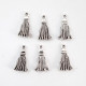 Metal Charms 22mm Tassels #1 - Silver Finish - 6 Charms
