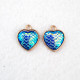 Metal Charms 17mm Heart #12 - Golden & Blue Lustre - 2 Charms