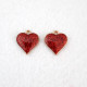 Metal Charms 17mm Heart #13 - Golden & Red Glitter - 2 Charms