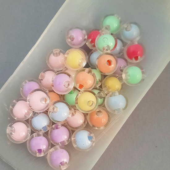 Acrylic Beads 10mm Round - Bead In Bead Assorted - 36 Beads