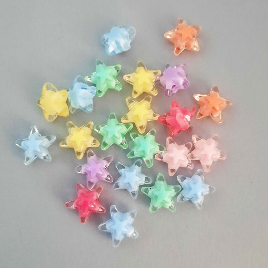 Acrylic Beads 16mm Star - Bead In Bead Assorted - 22 Beads