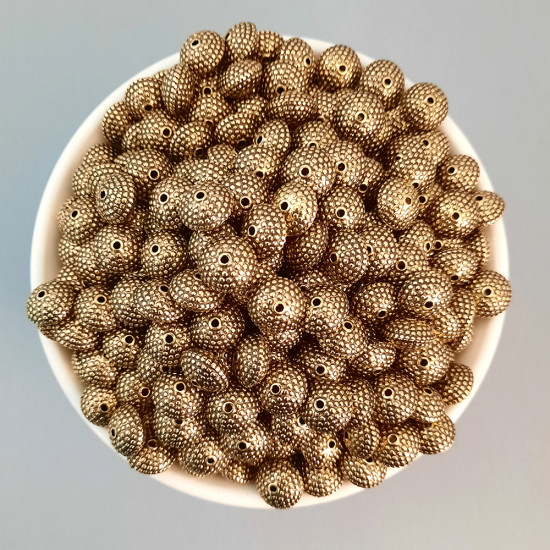 Acrylic Beads 12mm Rondelle Design #21 - Antique Gold - 40 Beads