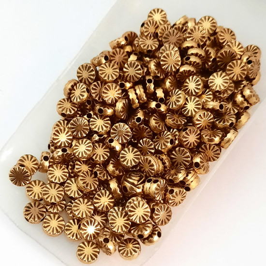 Acrylic Beads 6mm Disc Design #26 - Antique Gold - 320 Beads