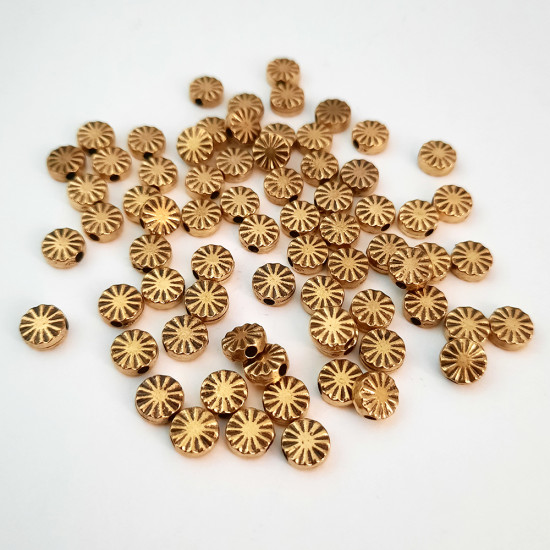 Acrylic Beads 6mm Disc Design #26 - Antique Gold - 320 Beads