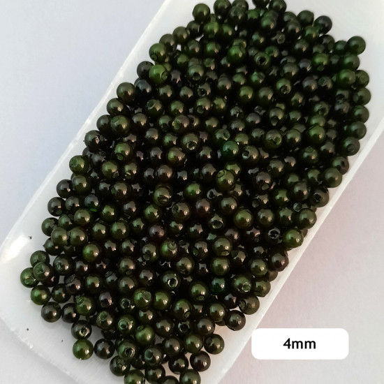 Acrylic Beads 4mm Round - Dark Green - 20gms / 750 Beads