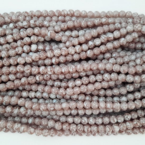 Mottled Glass Beads 8mm - Light Brown - 1 String / 100 Beads