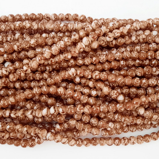 Mottled Glass Beads 8mm - Brown - 1 String / 100 Beads