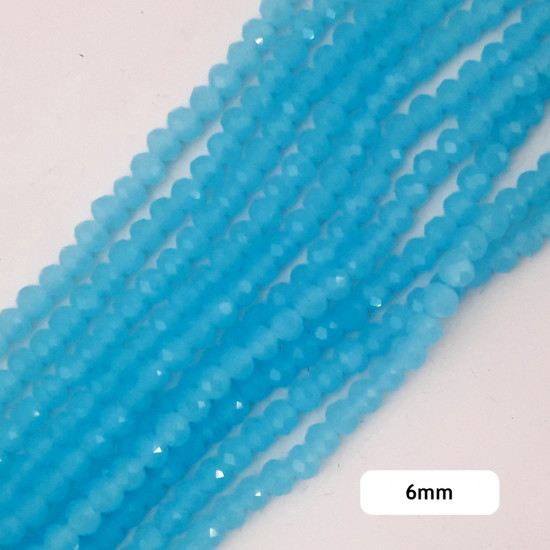 Glass Beads 6mm Rondelle Faceted - Light Blue - 1 String / 80 Beads