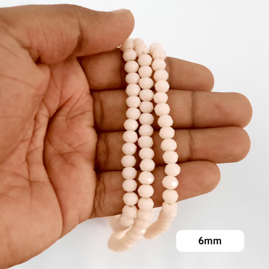 Glass Beads 6mm Rondelle Faceted - Light Peach - 1 String / 80 Beads