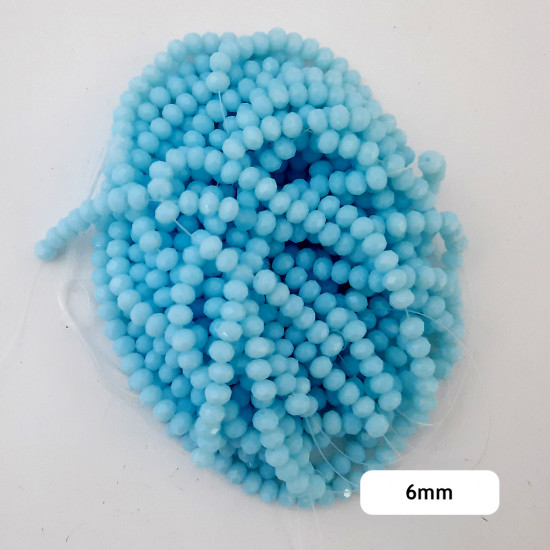 Glass Beads 6mm Rondelle Faceted - Ice Blue - 1 String / 80 Beads