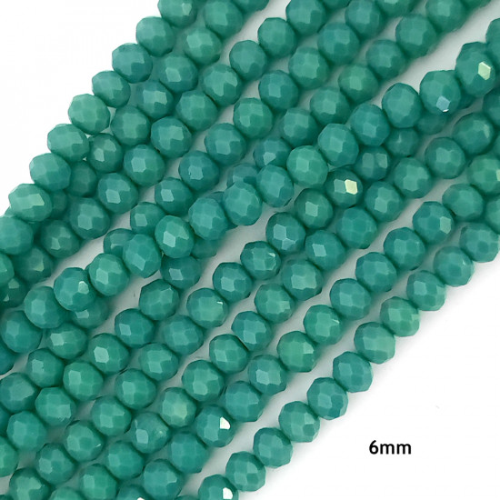 Glass Beads 6mm Rondelle Faceted - Emerald Green - 1 String / 80 Beads