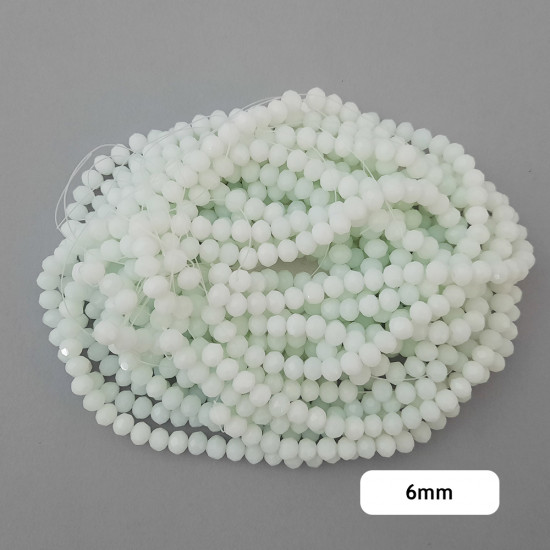 Glass Beads 6mm Rondelle Faceted - White - 1 String / 80 Beads