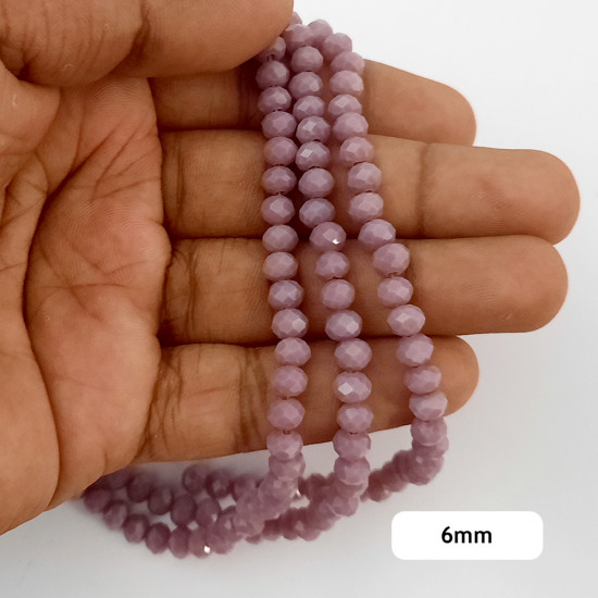 Glass Beads 6mm Rondelle Faceted - Light Plum - 1 String / 80 Beads