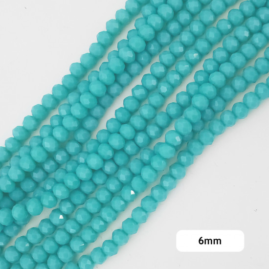 Glass Beads 6mm Rondelle Faceted - Turquoise - 1 String / 80 Beads