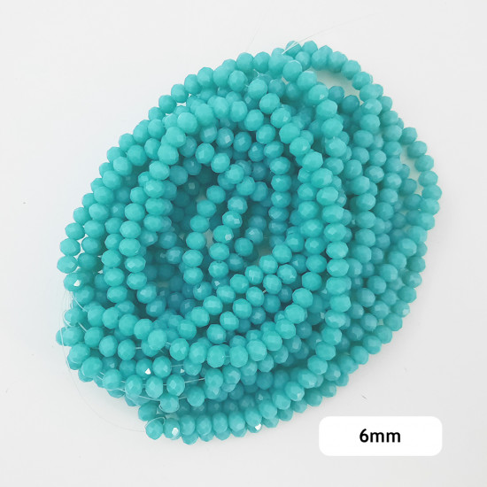 Glass Beads 6mm Rondelle Faceted - Turquoise - 1 String / 80 Beads