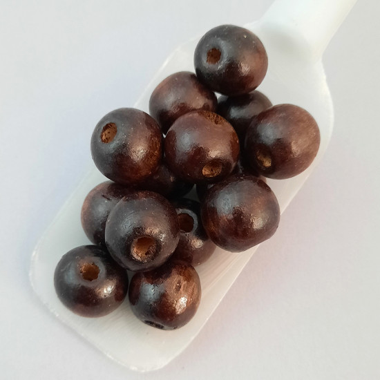 Wooden Beads 20mm Round - Dark Walnut - 10 Beads