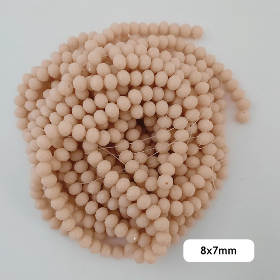 Glass Beads 8mm Rondelle Faceted - Light Peach - 1 String / 65 Beads