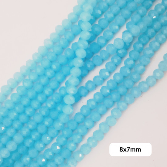 Glass Beads 8mm Rondelle Faceted - Light Blue - 1 String / 65 Beads