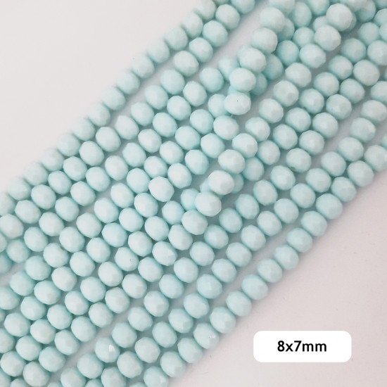 Glass Beads 8mm Rondelle Faceted - Frost Blue - 1 String / 65 Beads