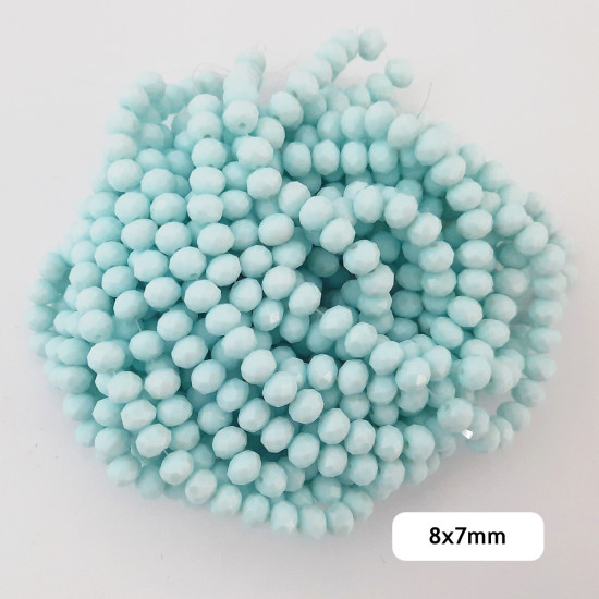 Glass Beads 8mm Rondelle Faceted - Frost Blue - 1 String / 65 Beads