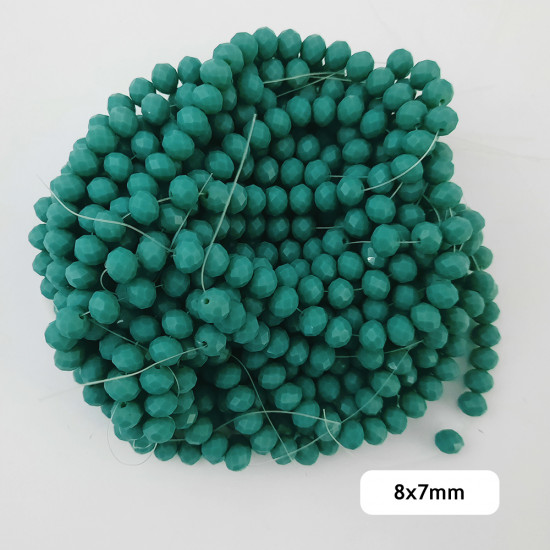 Glass Beads 8mm Rondelle Faceted - Crystal Green - 1 String / 65 Beads