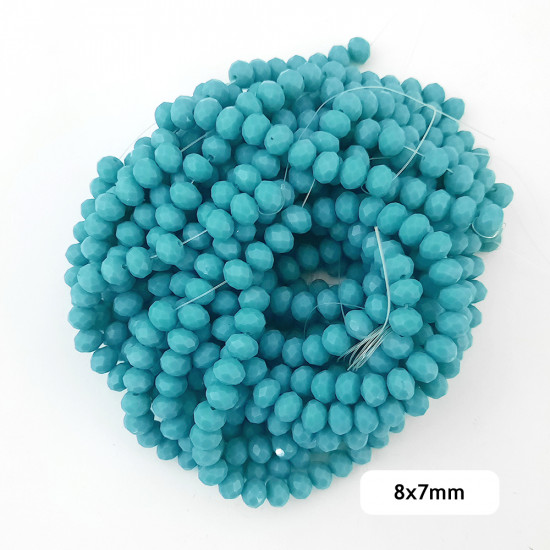 Glass Beads 8mm Rondelle Faceted - Turquoise - 1 String / 65 Beads