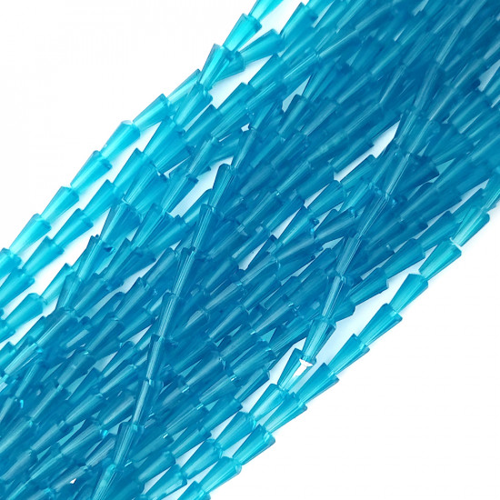 Glass Beads 8mm Cone Faceted - Trans. Sea Blue - 1 String / 50 Beads