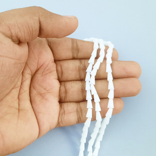 Glass Beads 7mm Cone Faceted - White - 1 String / 50 Beads