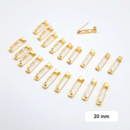 Brooch Pins 20mm - Golden Finish - 20 Pcs